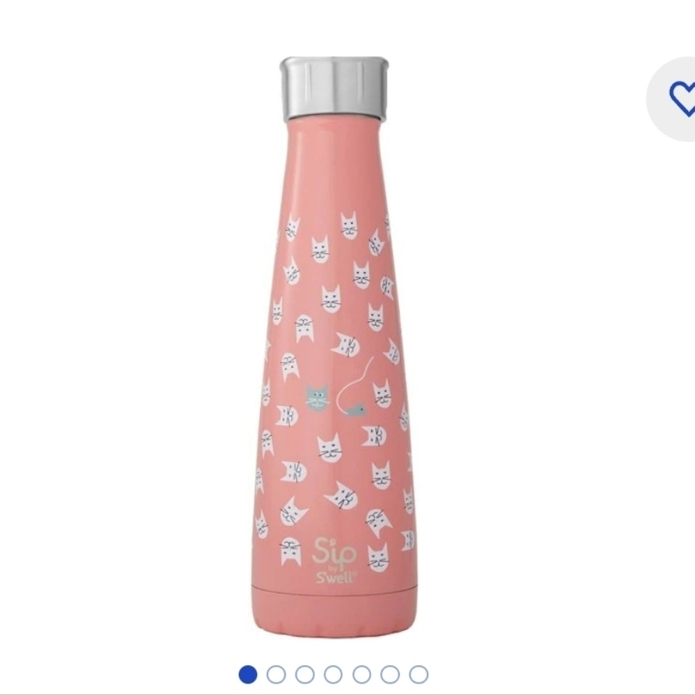 Sip by S'well pink cat kitty metal water bottle